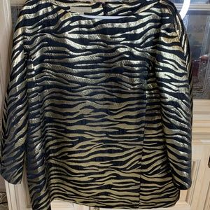 MICHAEL KORS Black Gold Evening Top Party Zip